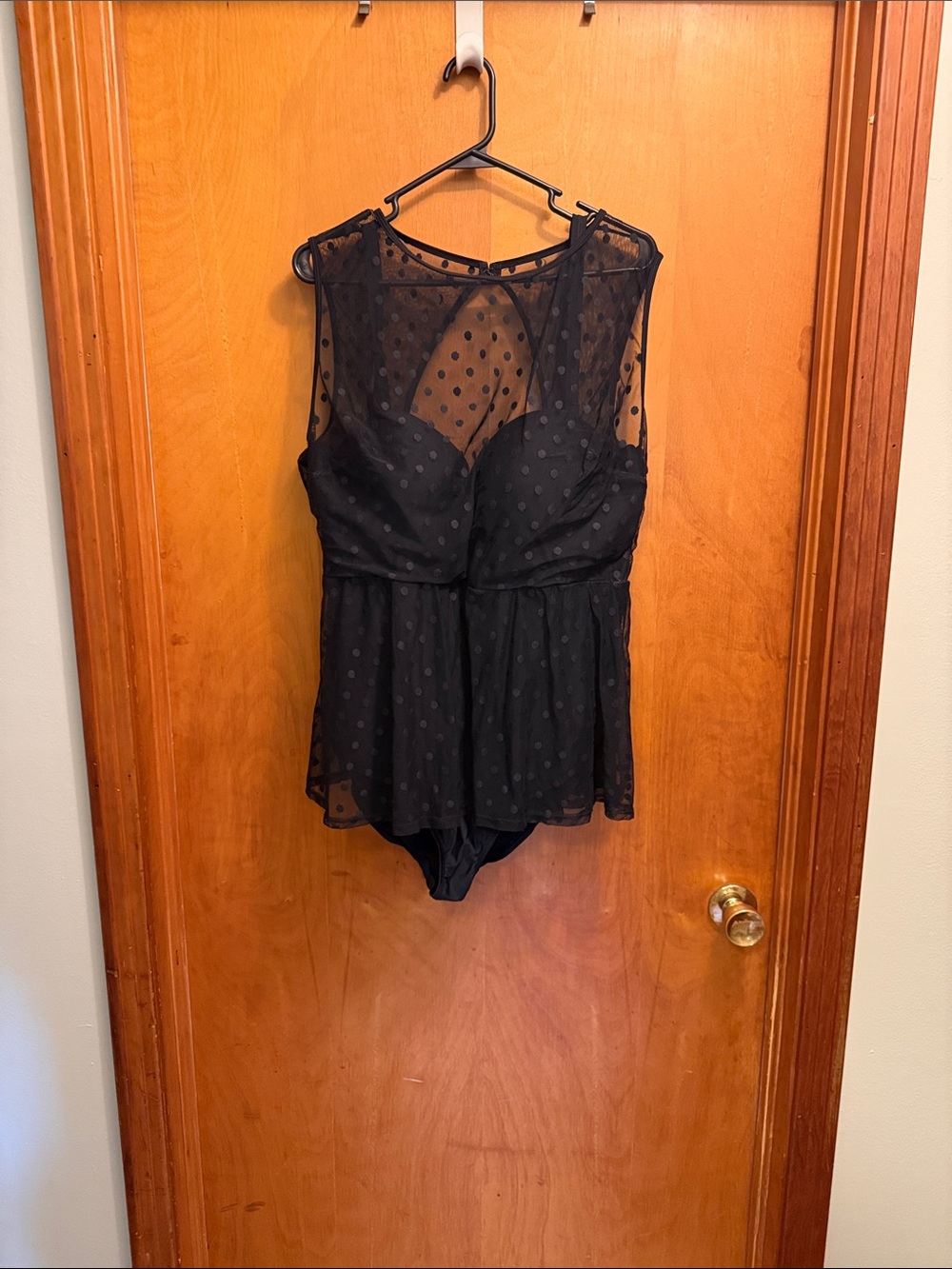 torrid Black Polka Dot Mesh One-Piece Swim